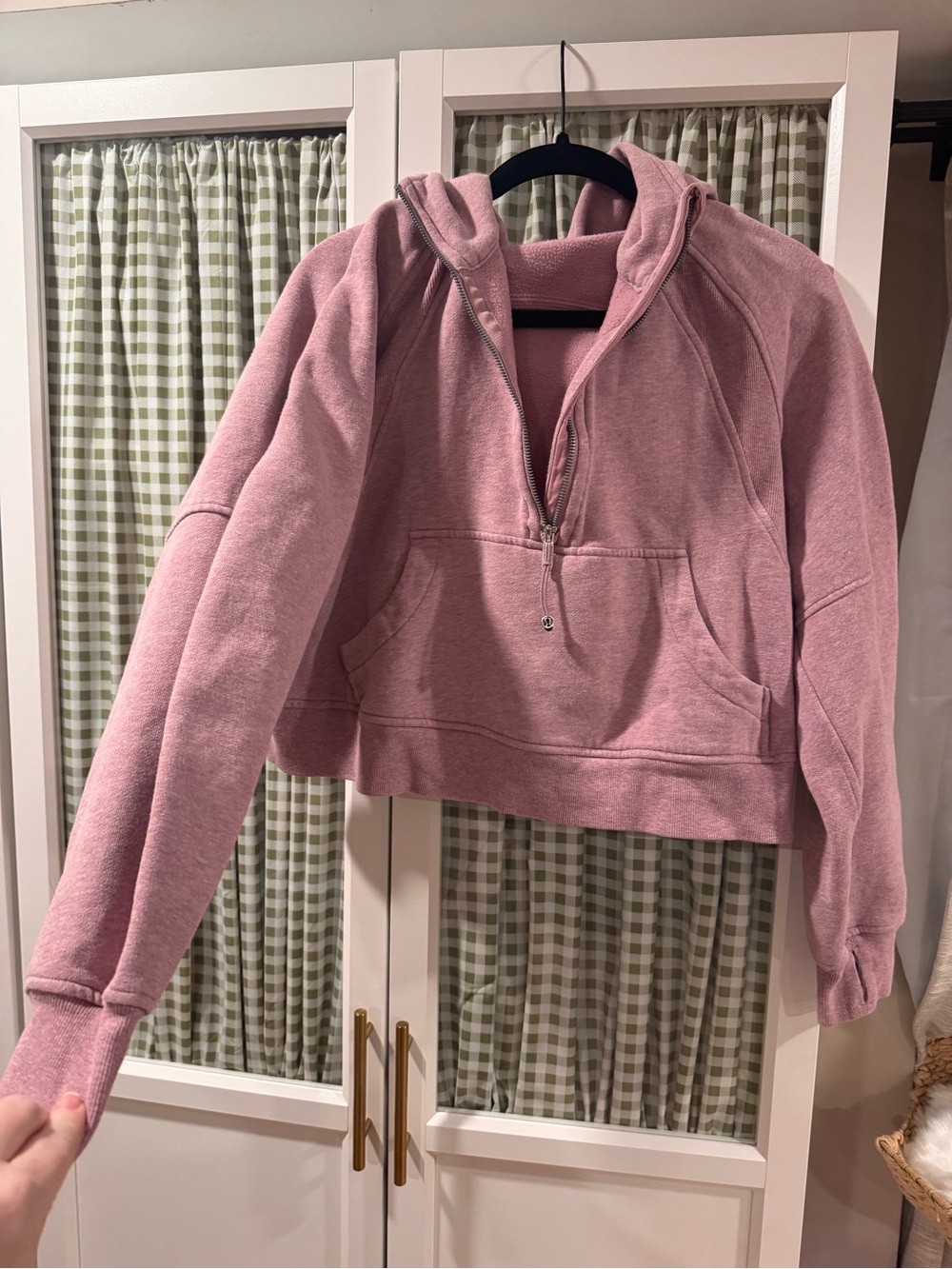 lululemon athletica Cropped Half-Zip Hoodie in Dusty Pink